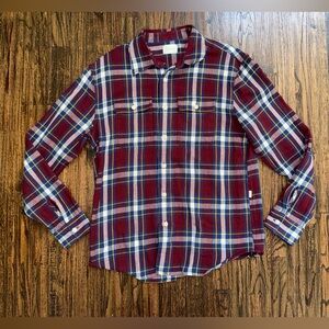 Aime Leon Dore Navy/Red/White Plaid Button-Up Shirt Size Large
